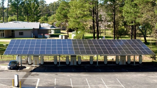 Solar powered Tesla Supercharger station in New South Wales
