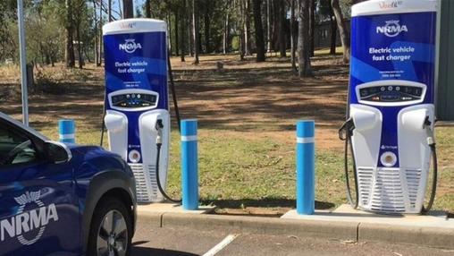Electric vehicle fast chargers installed at a regional NSW charging site