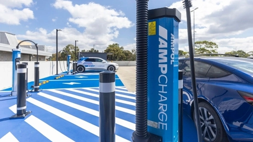 High-power EV charging stations with multiple vehicles plugged in