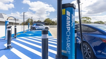 High-power EV charging stations with multiple vehicles plugged in